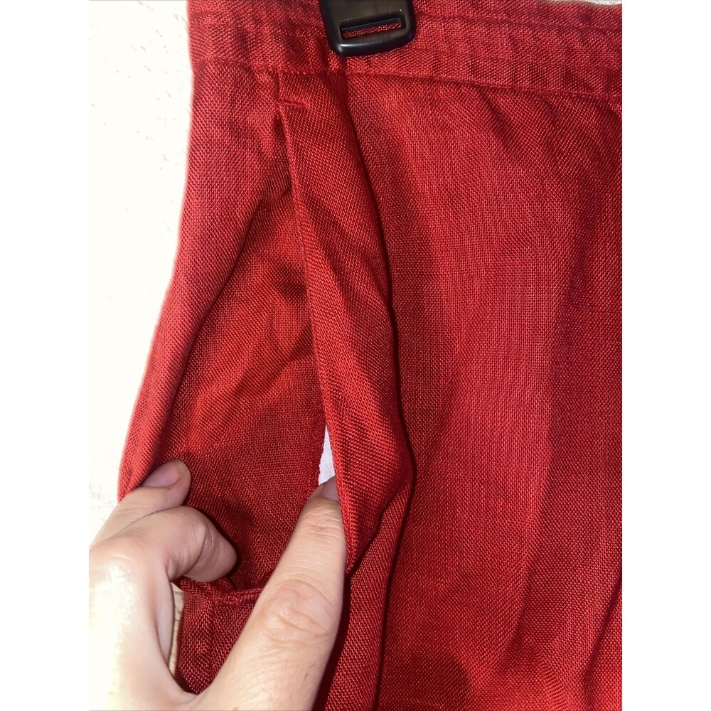vintage Lauren Ralph linen wide leg Red Capri cargo Pants 10 holiday lagen - Picture 6 of 11